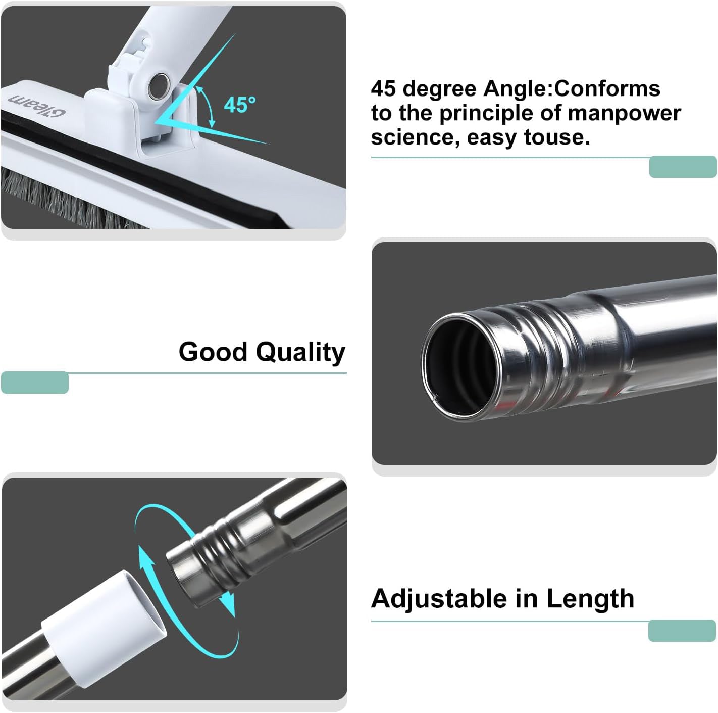 Long Handle Floor Scrub Brush, Stiff Bristle Floor Scrubber, Floor Scrubbing Brush, Household Cleaning Tool for Bathroom, Carpet, Wall, Glass Cleaning Steel Adjustable
