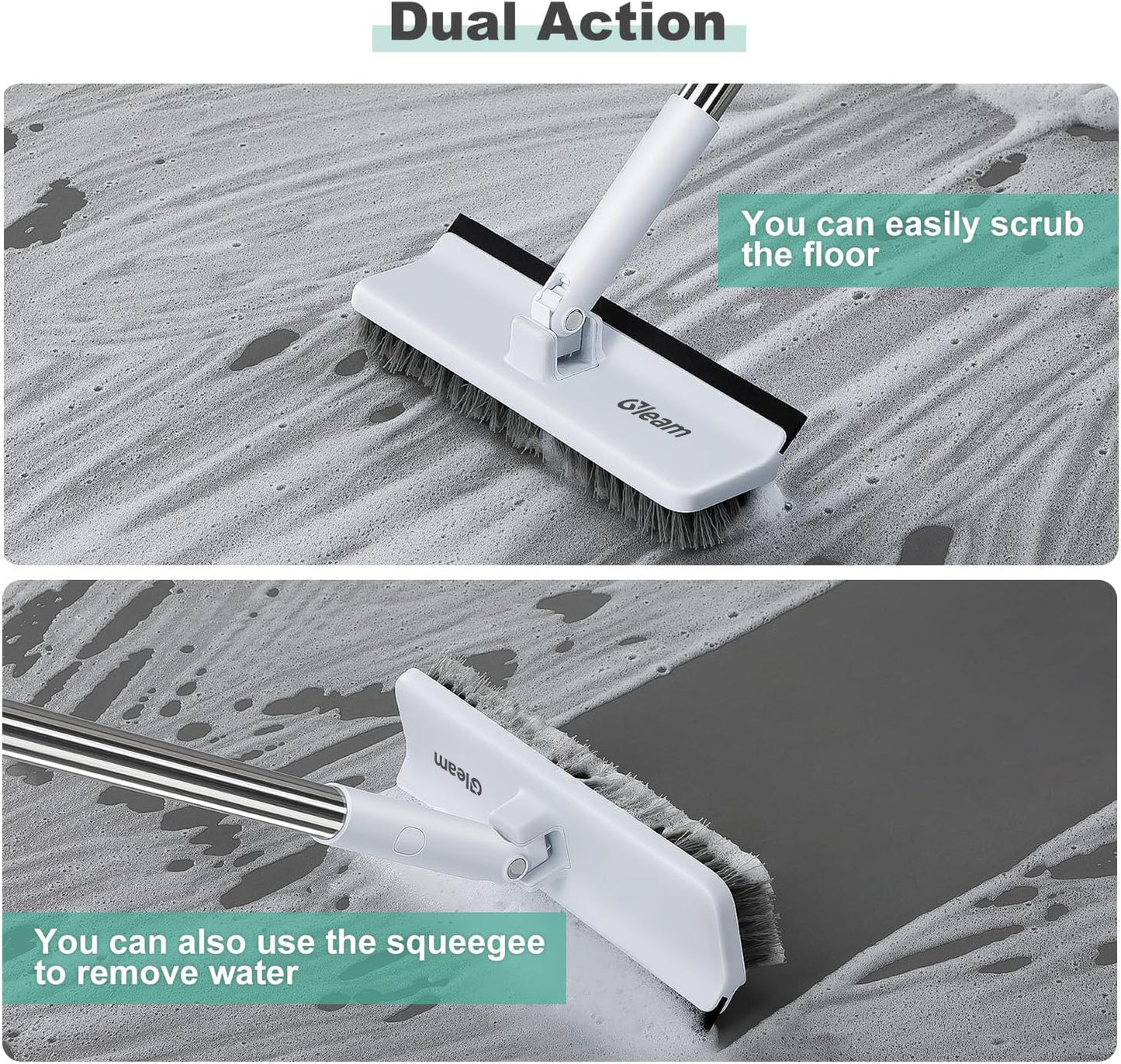 Long Handle Floor Scrub Brush, Stiff Bristle Floor Scrubber, Floor Scrubbing Brush, Household Cleaning Tool for Bathroom, Carpet, Wall, Glass Cleaning Steel Adjustable