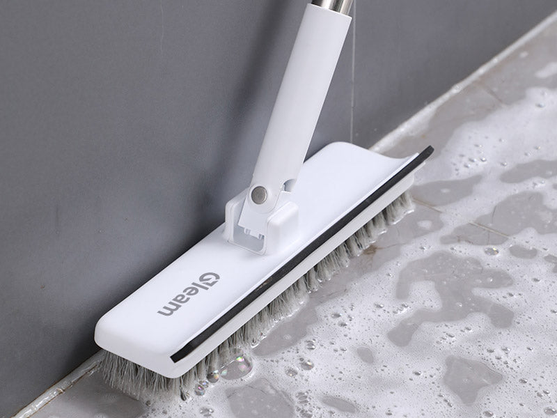 Long Handle Floor Scrub Brush, Stiff Bristle Floor Scrubber, Floor Scrubbing Brush, Household Cleaning Tool for Bathroom, Carpet, Wall, Glass Cleaning Steel Adjustable